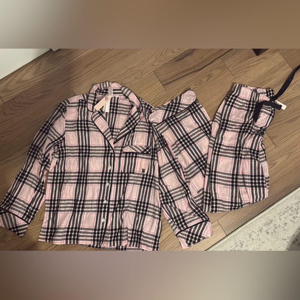 Victoria's Secret Pink and Black Plaid Pajama Set